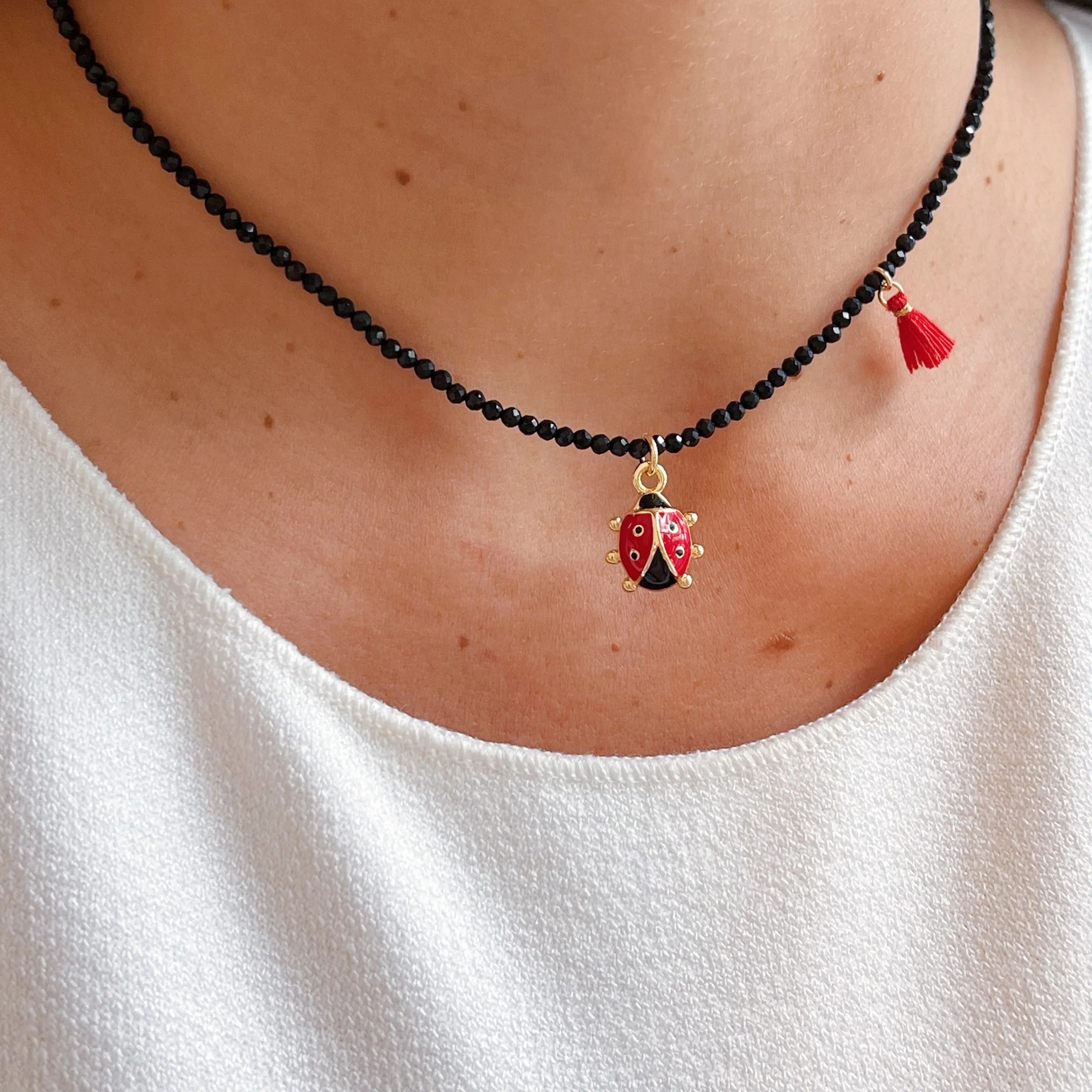 Good Fortune Charm Black Spinel Gemstone Necklaces