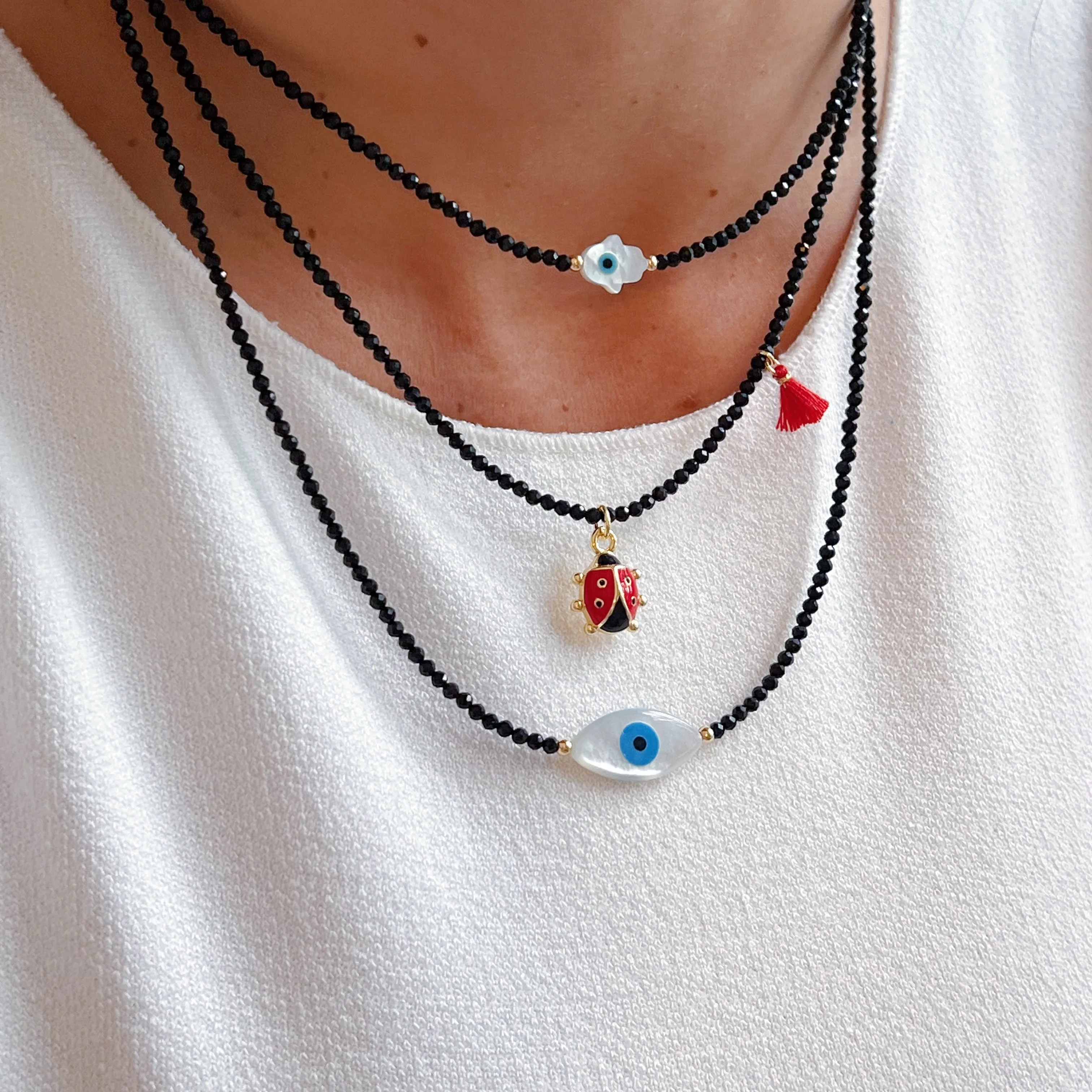 Good Fortune Charm Black Spinel Gemstone Necklaces