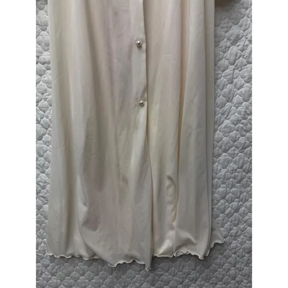 Gorgeous Vintage Shadowline Ivory Lace-Trim Vintage Nightgown Sleeveless Robe S