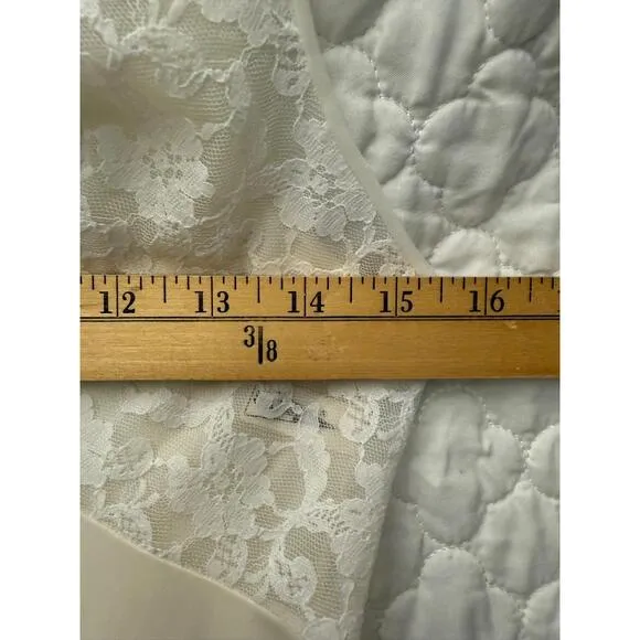Gorgeous Vintage Shadowline Ivory Lace-Trim Vintage Nightgown Sleeveless Robe S