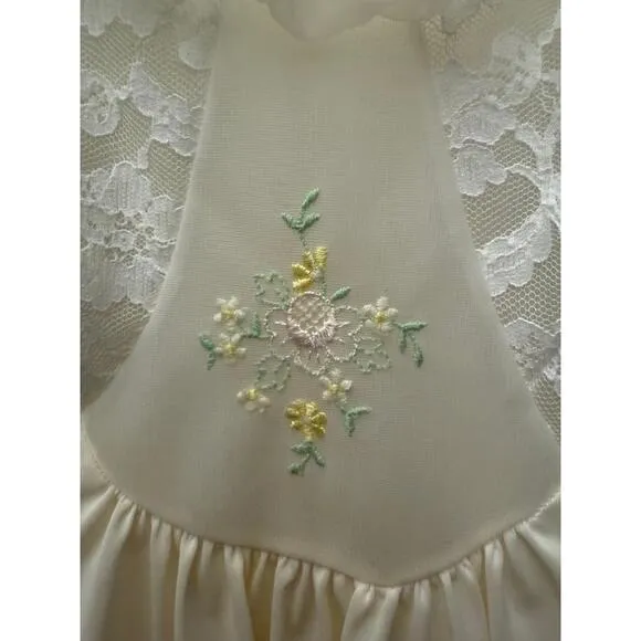 Gorgeous Vintage Shadowline Ivory Lace-Trim Vintage Nightgown Sleeveless Robe S