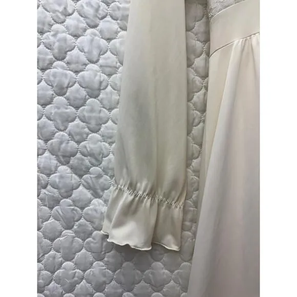 Gorgeous Vintage Shadowline Ivory Lace-Trim Vintage Nightgown Sleeveless Robe S