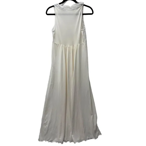 Gorgeous Vintage Shadowline Ivory Lace-Trim Vintage Nightgown Sleeveless Robe S