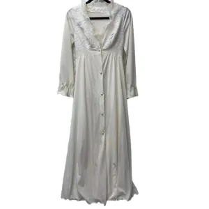 Gorgeous Vintage Shadowline Ivory Lace-Trim Vintage Nightgown Sleeveless Robe S