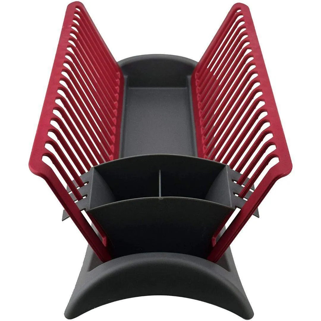 Grey and Red Dish Drainer and Cutlery Holder