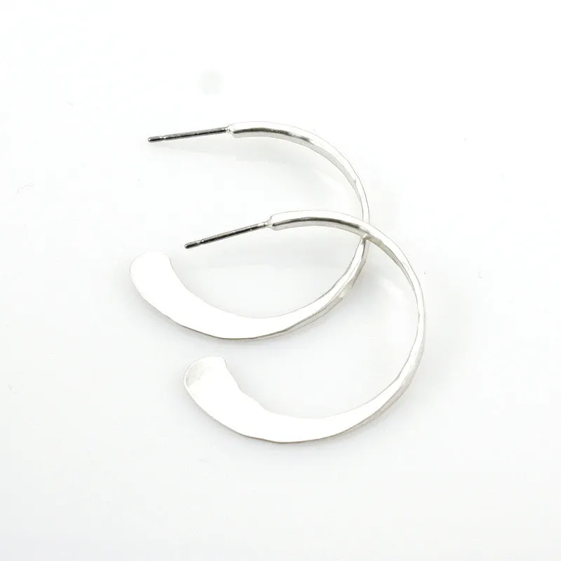 Hammered Hoop Post Earring
