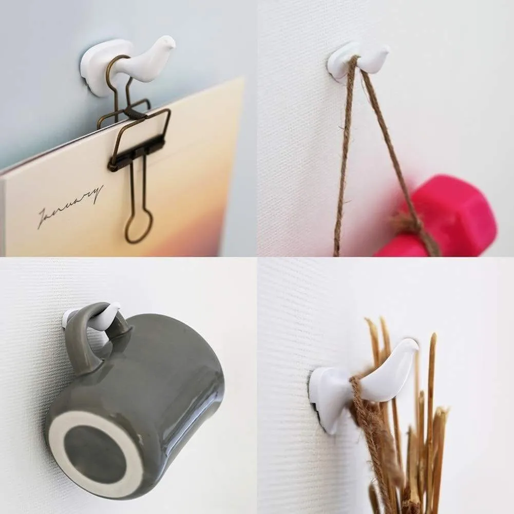 HOTLISTOR Reusable Multipurpose Bird Cubicle Wall Hooks Clips Decorative Pin Stick Hooks Office Partition Panel Hanger Cubicle Accessories pins (6-Bird Hooks)