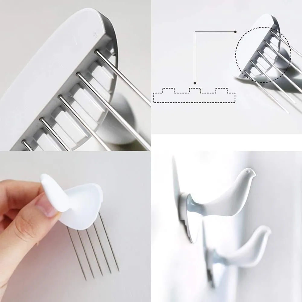HOTLISTOR Reusable Multipurpose Bird Cubicle Wall Hooks Clips Decorative Pin Stick Hooks Office Partition Panel Hanger Cubicle Accessories pins (6-Bird Hooks)
