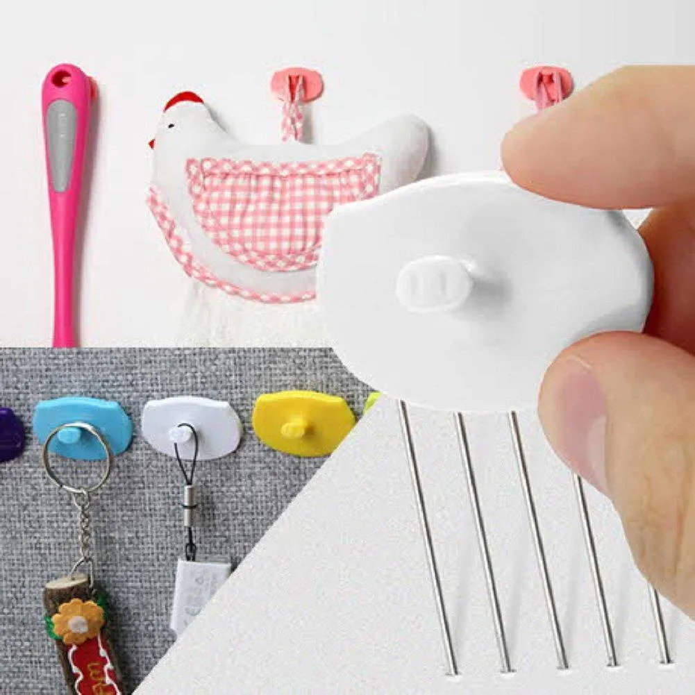 HOTLISTOR Reusable Multipurpose Wall Hook White 5PCS 10PCS Decorative Pin Stick Hooks Office Partition Panel Hanger Home Kitchen (10 - Hooks)