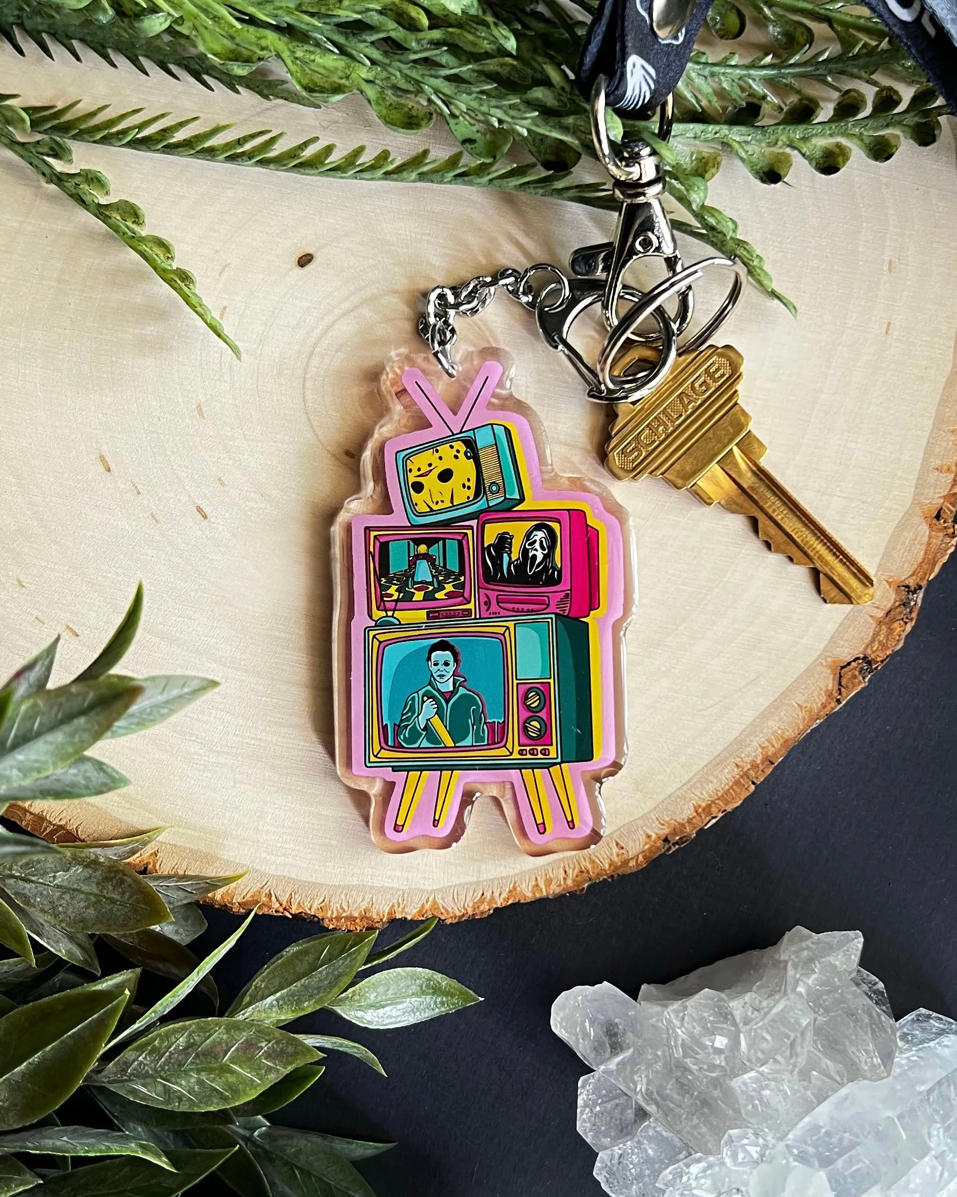 I Love Horror Movies Keychain