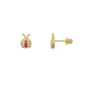 Icy Ladybug Stud Earrings (14K)