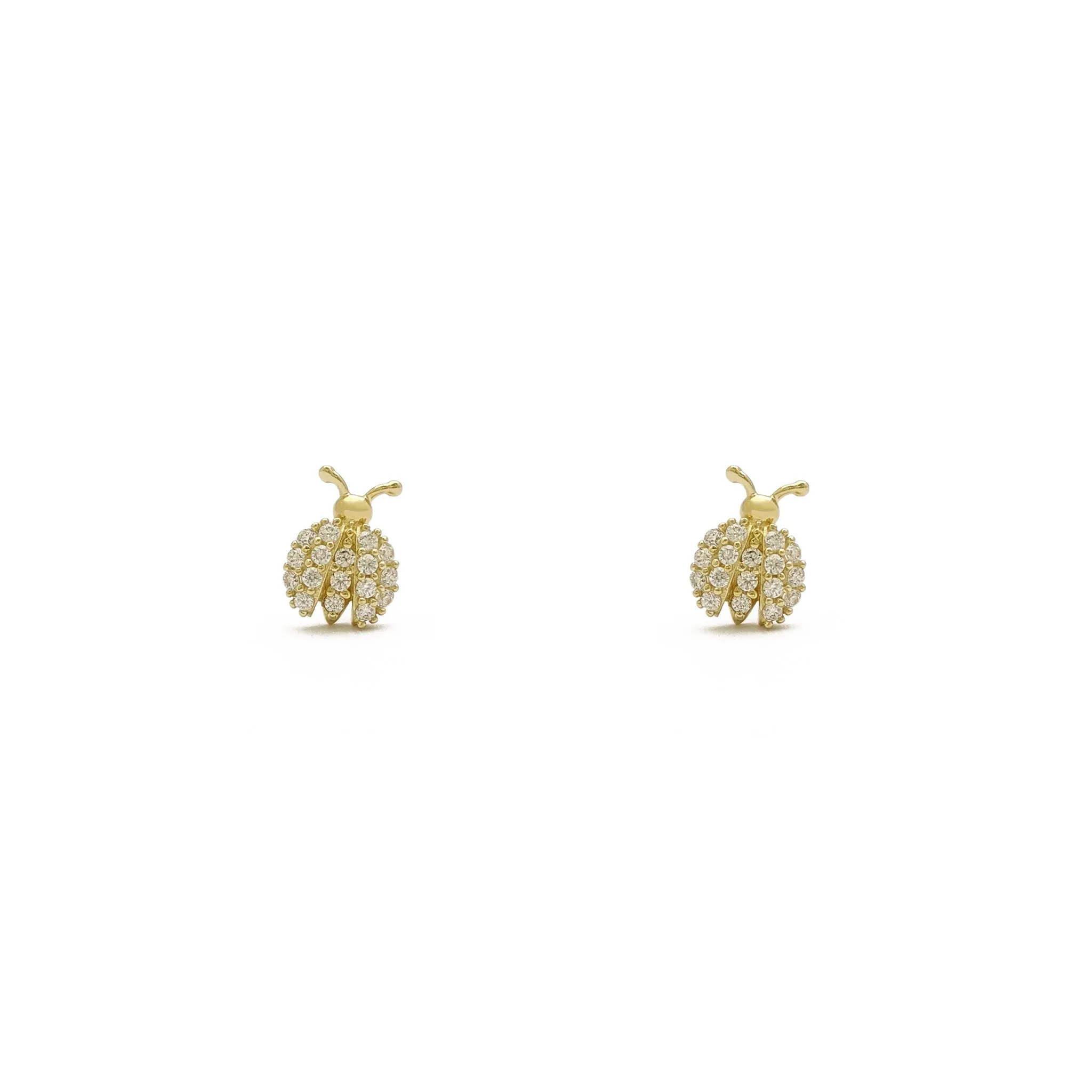 Icy Ladybug Stud Earrings (14K)