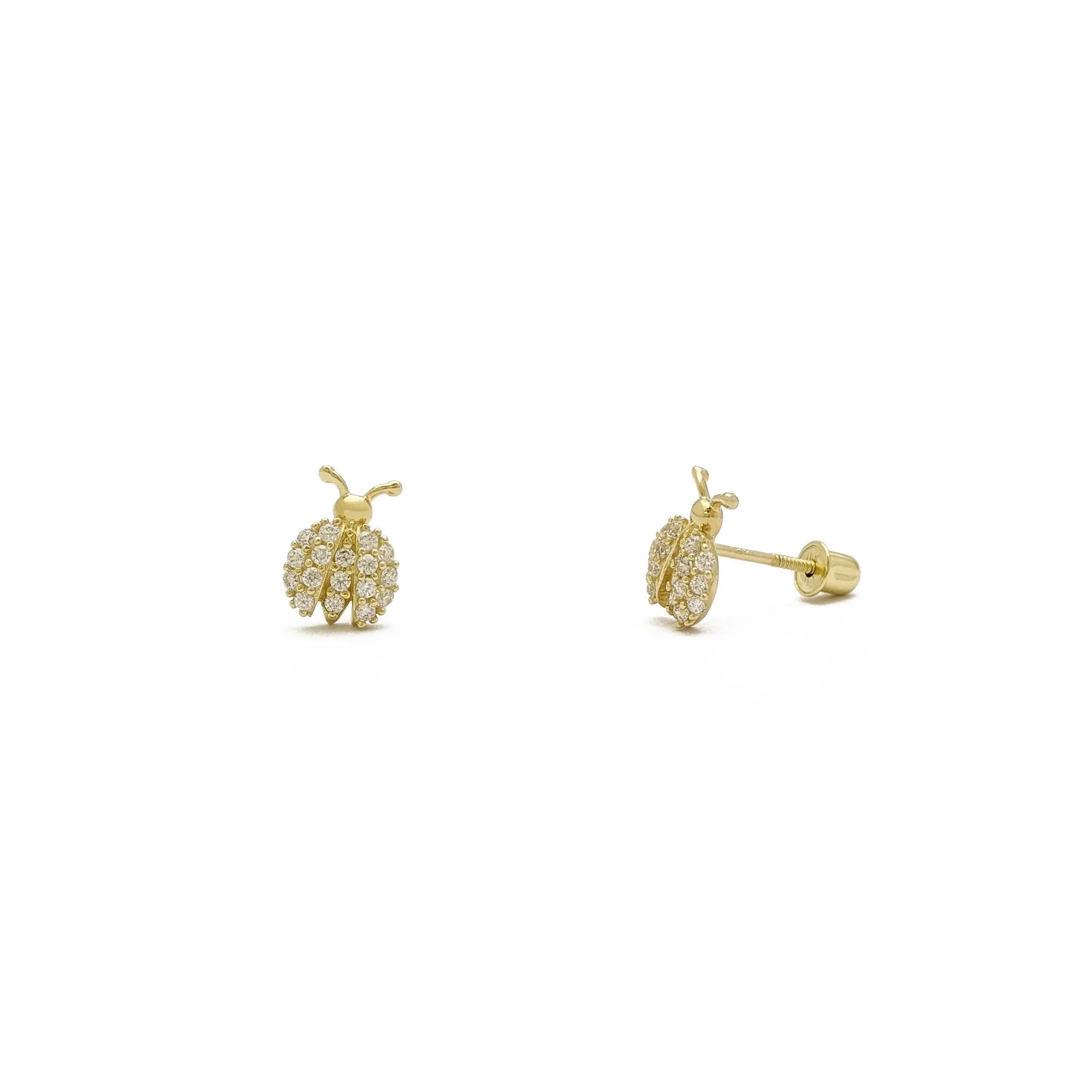 Icy Ladybug Stud Earrings (14K)