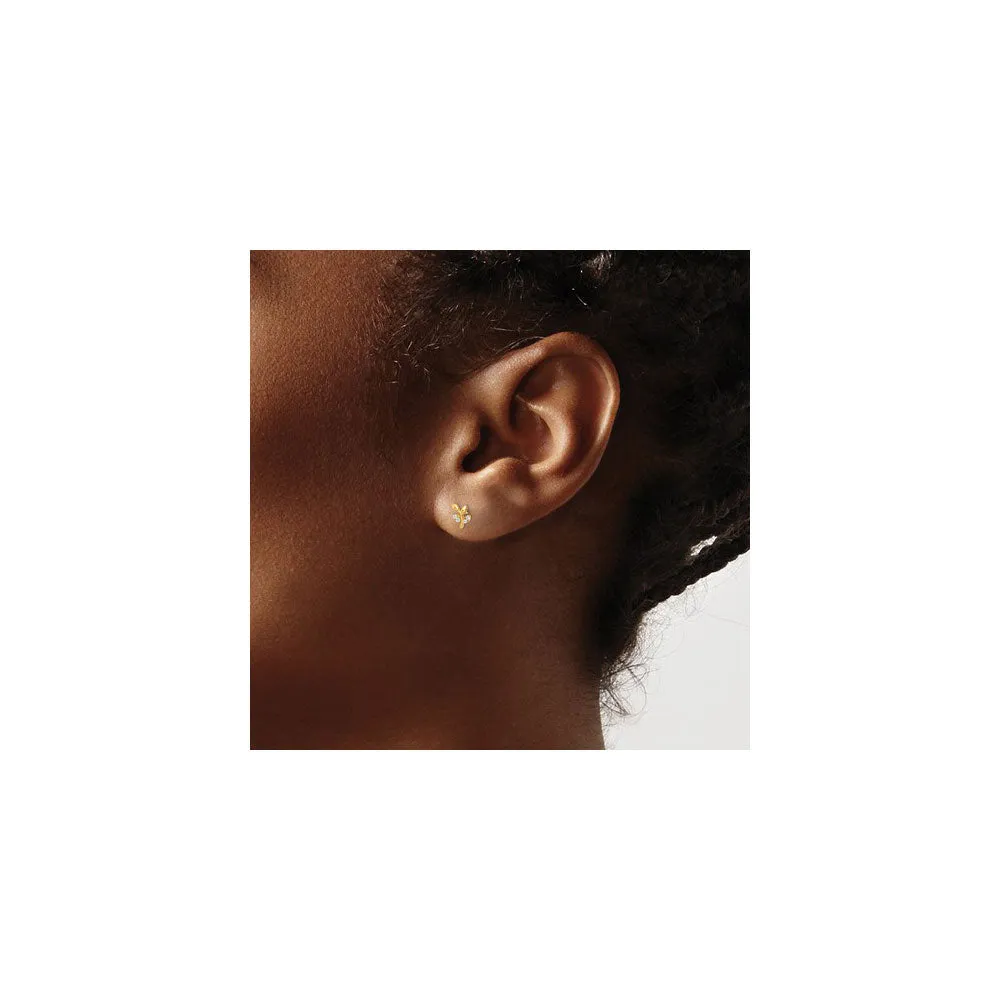 Icy Leaf Branch Stud Earrings (14K)