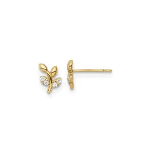 Icy Leaf Branch Stud Earrings (14K)