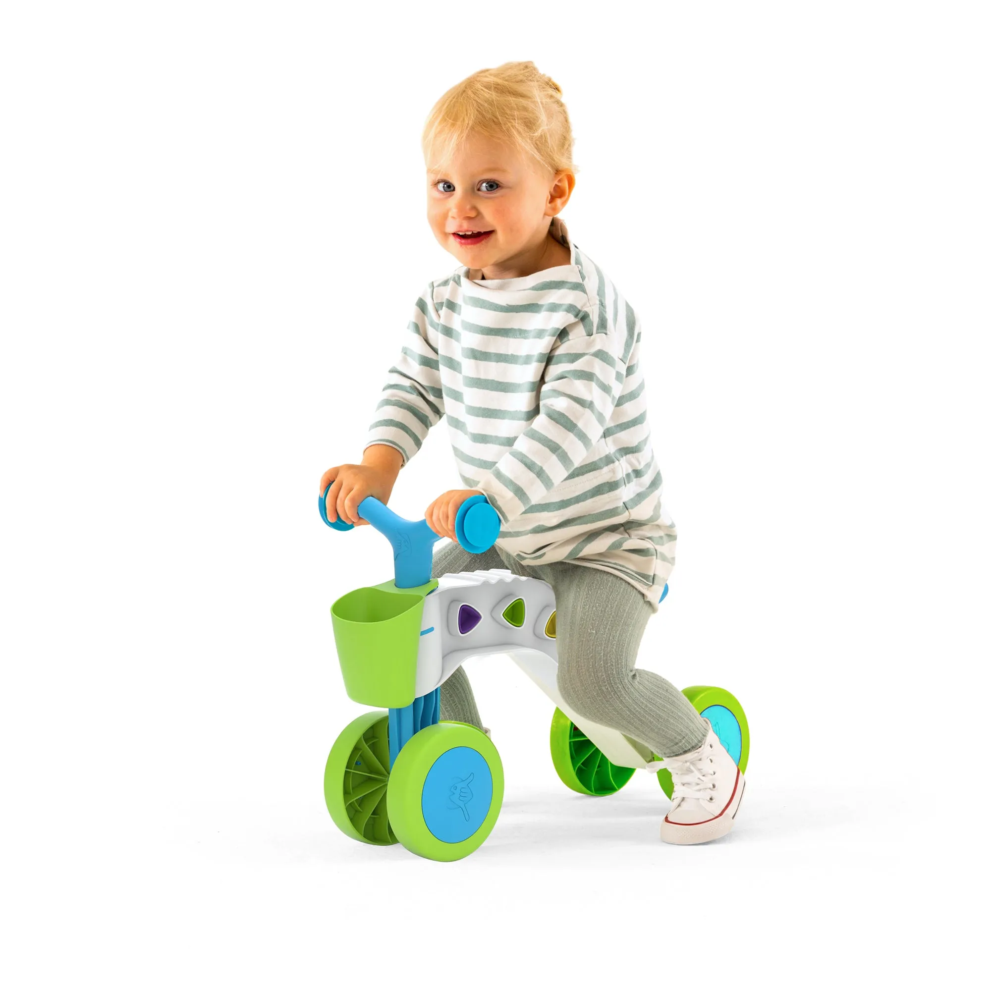 ItsiBitsi Blocks ride-on with storage basket and play blocks that fit in frame