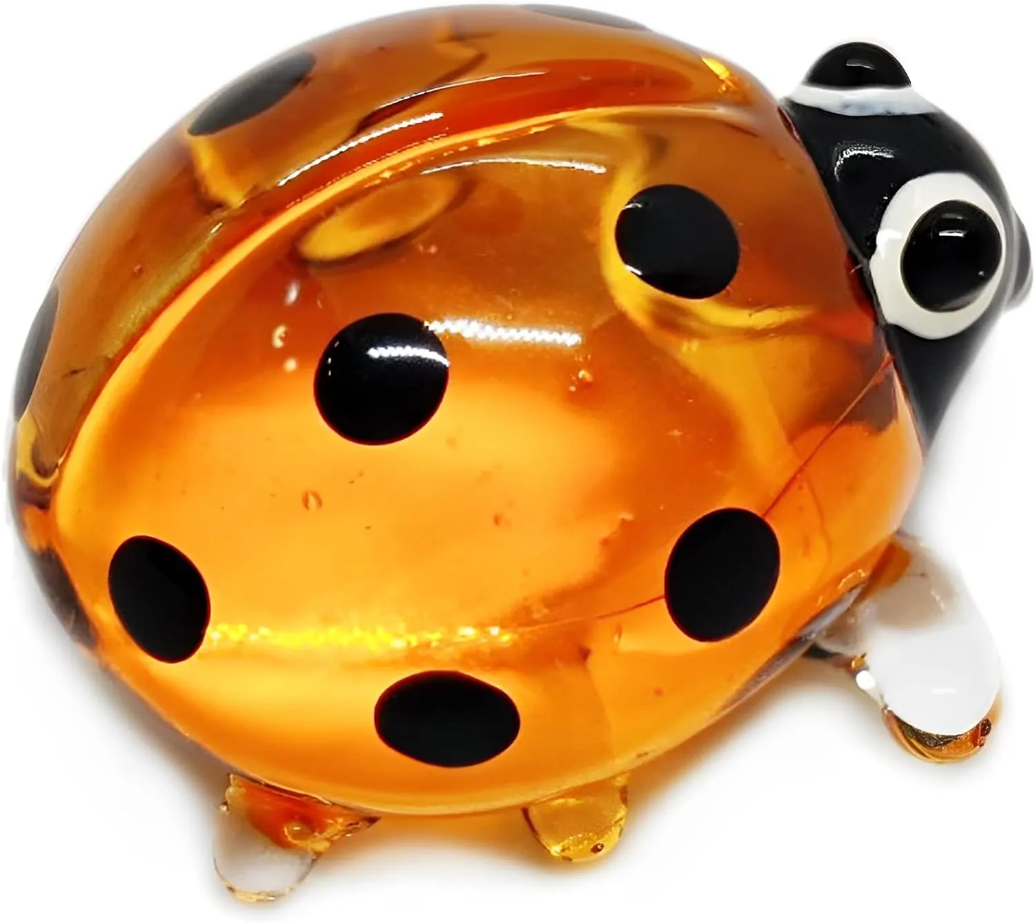 Ladybug Figurine Red & Orange Cute Ladybird Blown Glass Insect Terrarium Gift Garden Decor Set of 3