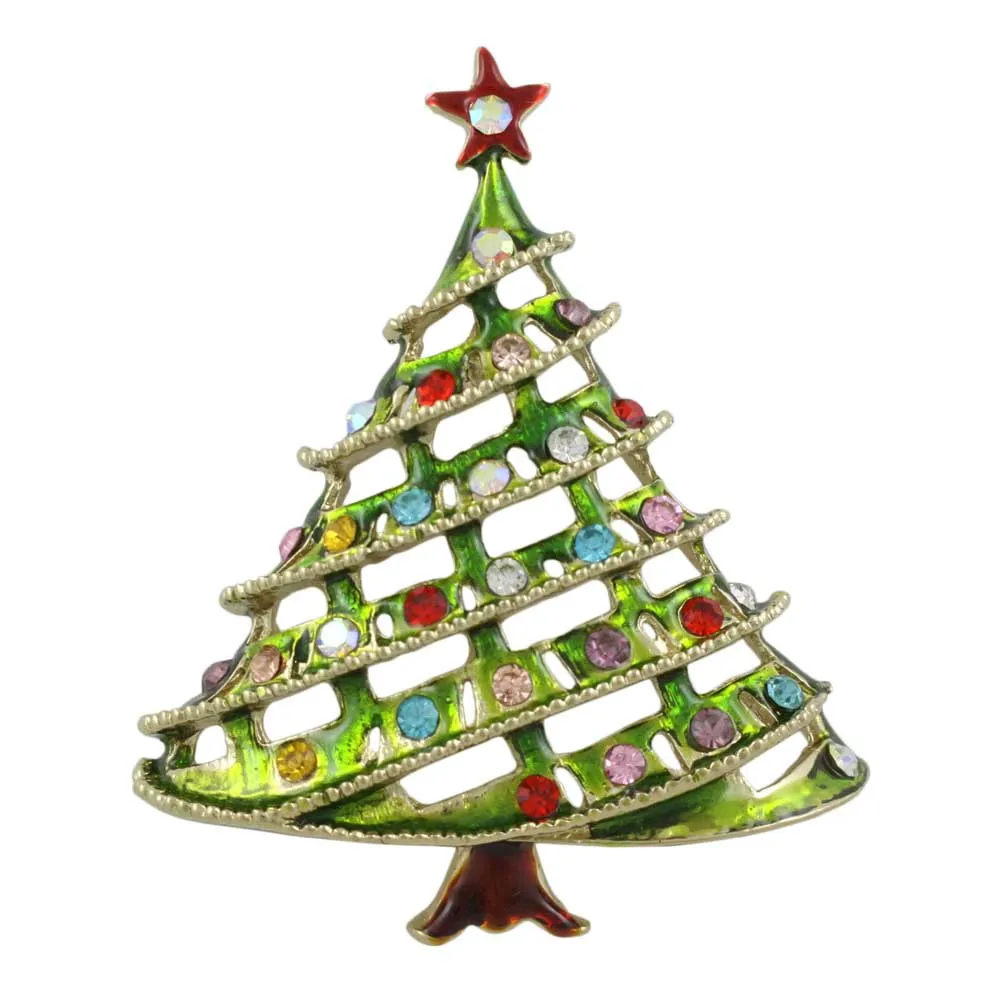 Large Light Green Christmas Tree Brooch Pin - XP132