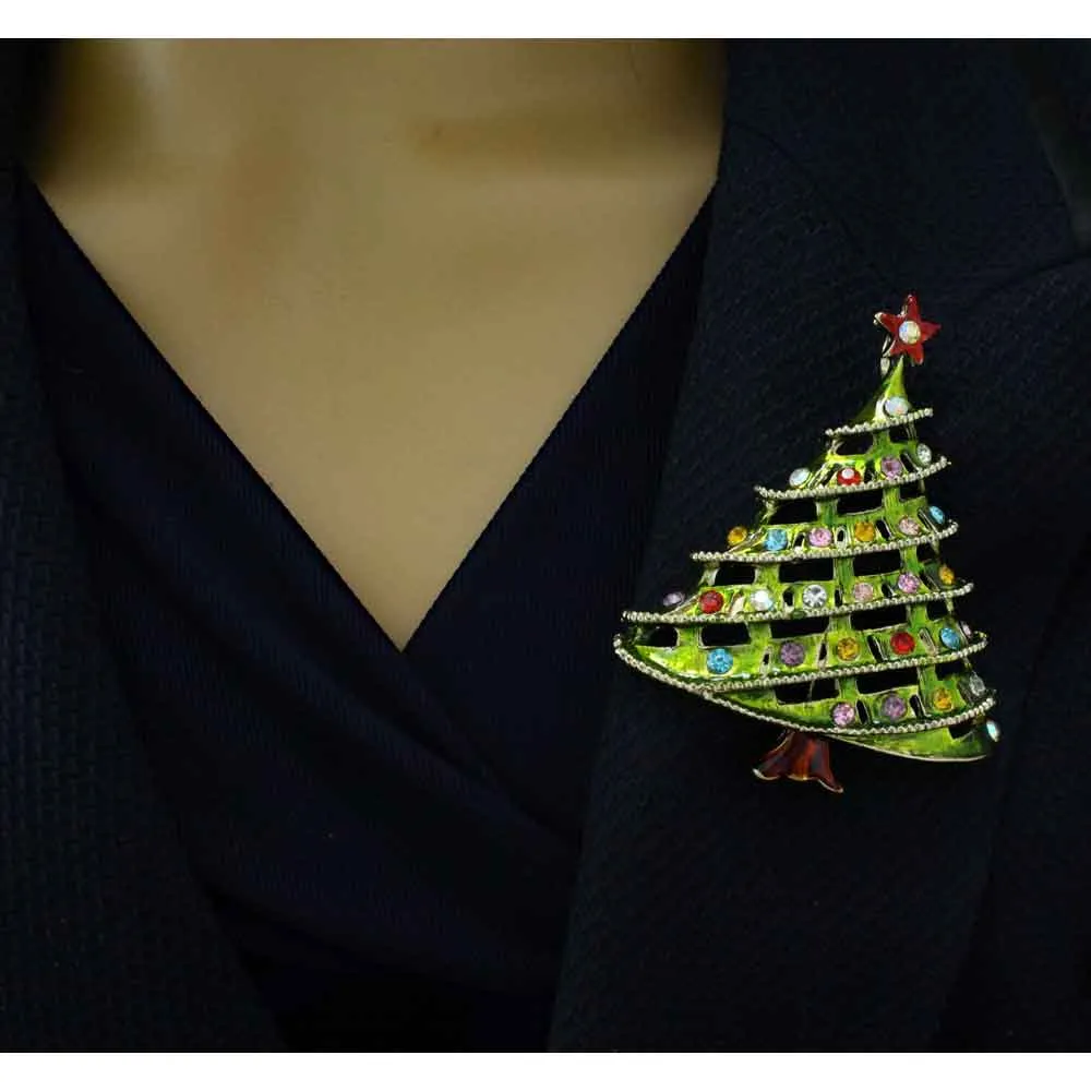 Large Light Green Christmas Tree Brooch Pin - XP132