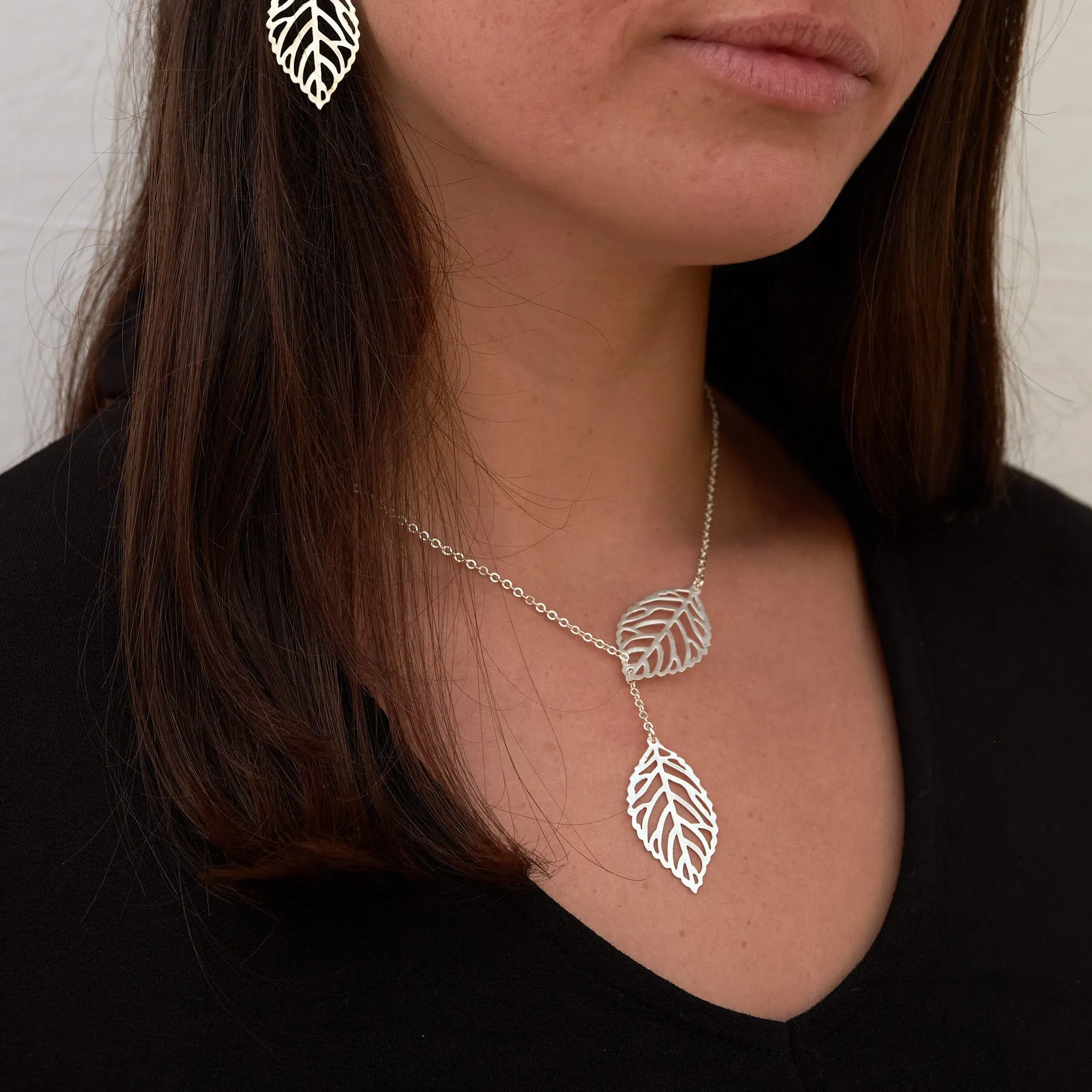 Lariat Filigree Leaf Necklace (The Audrey)