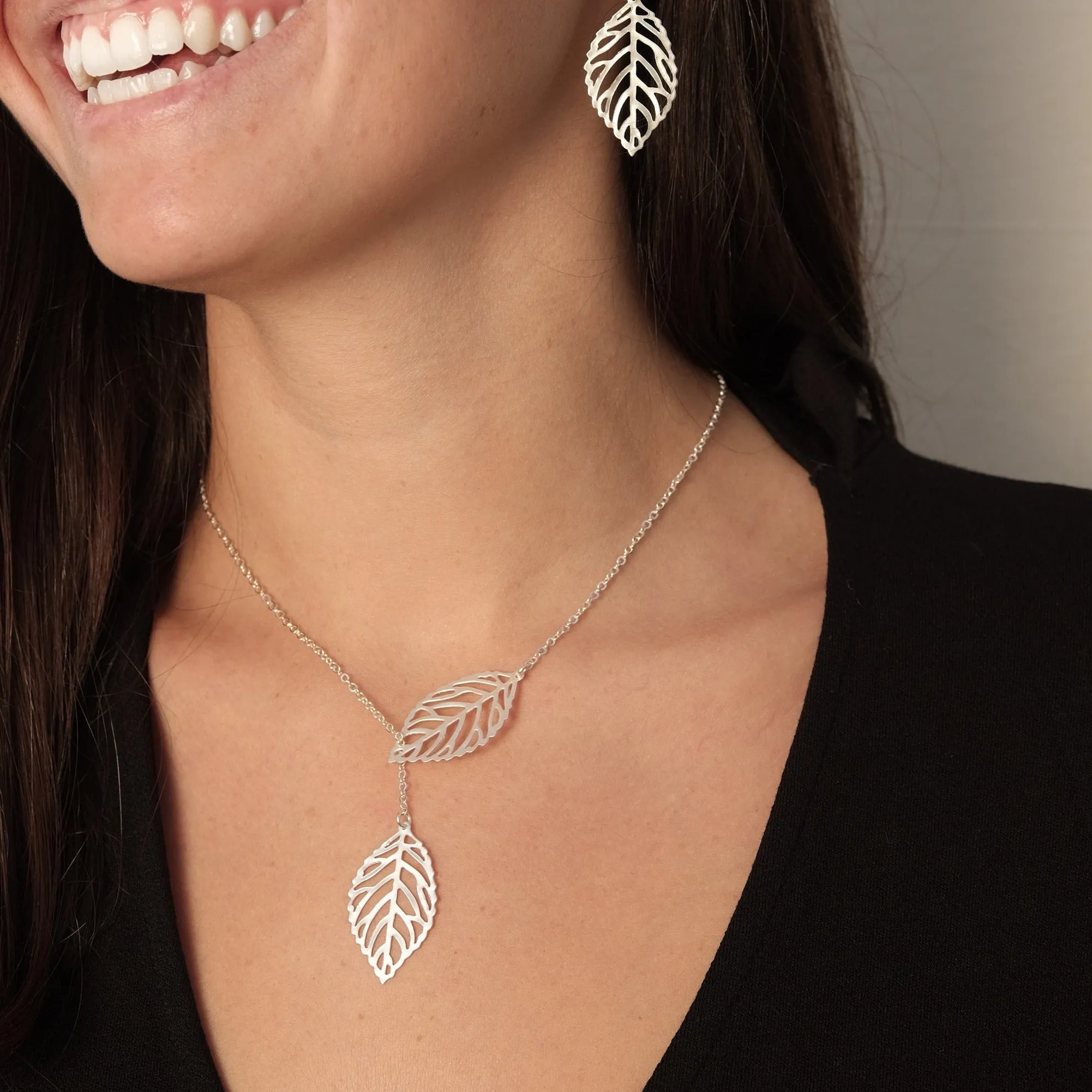 Lariat Filigree Leaf Necklace (The Audrey)