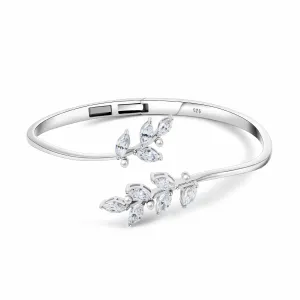 Leaf Branch Diamond Silver Bracelet Nature's Grace Collection