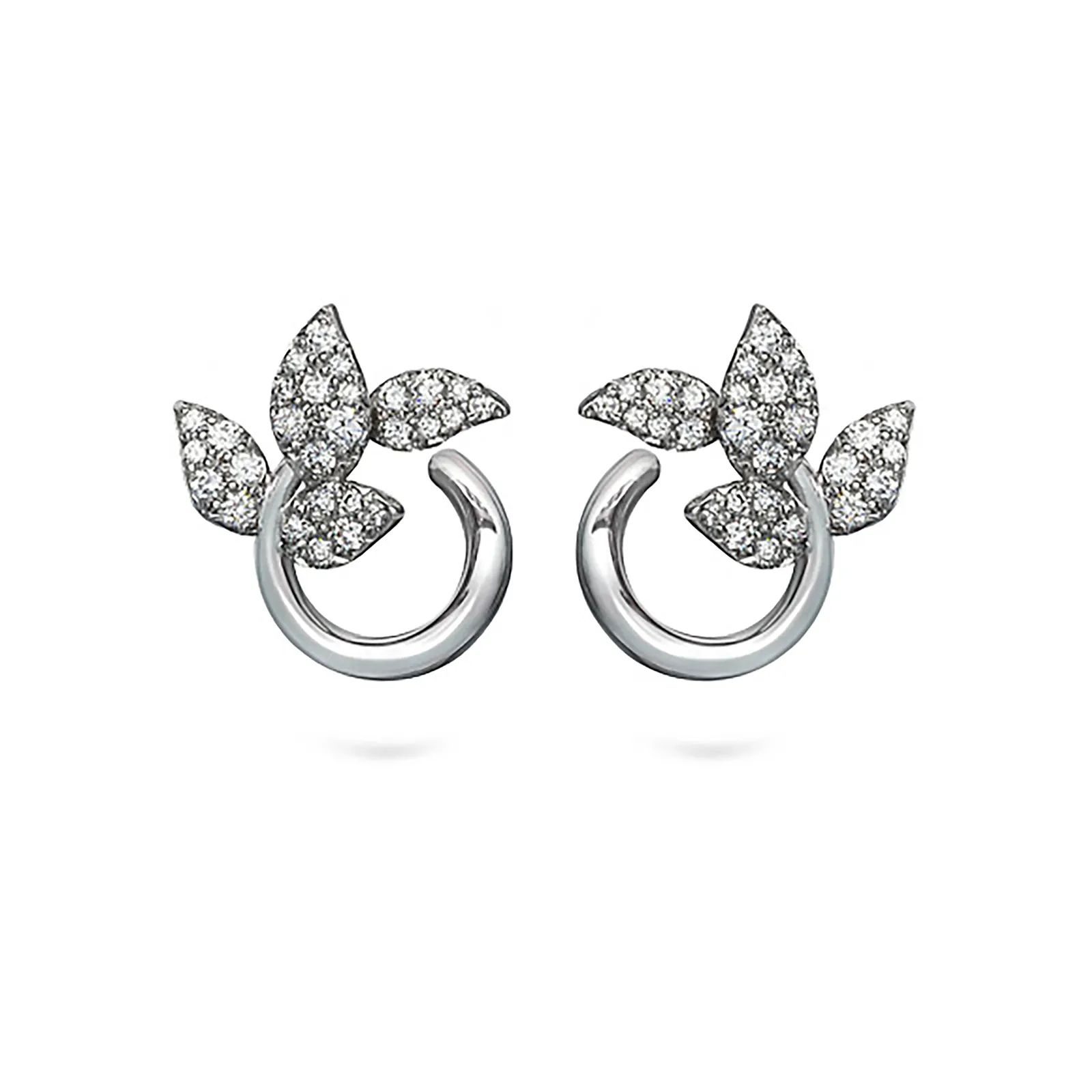 Leaf Diamond and White Gold Earrings