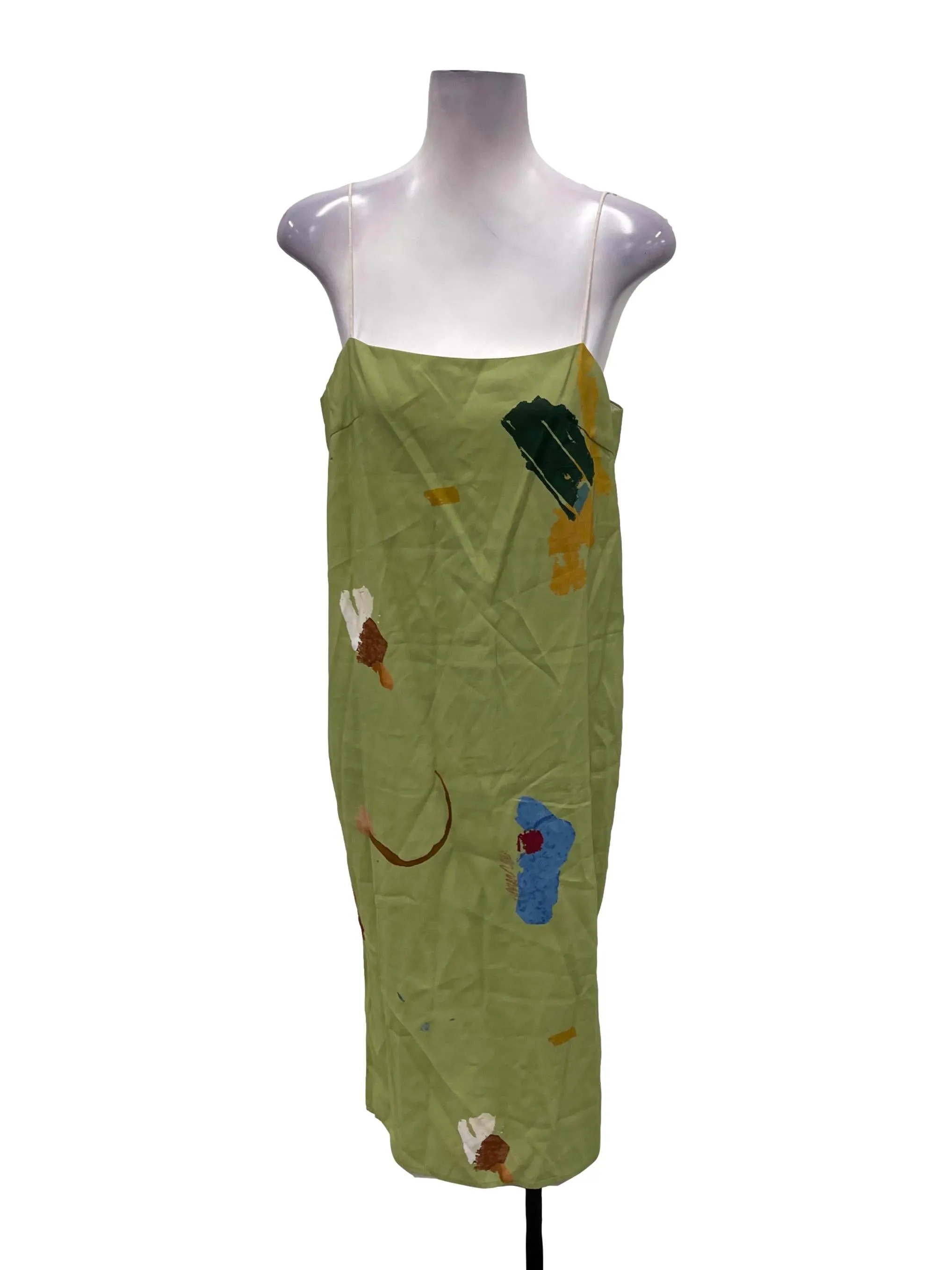 Leaf Green Cami Abstract Midi Dress