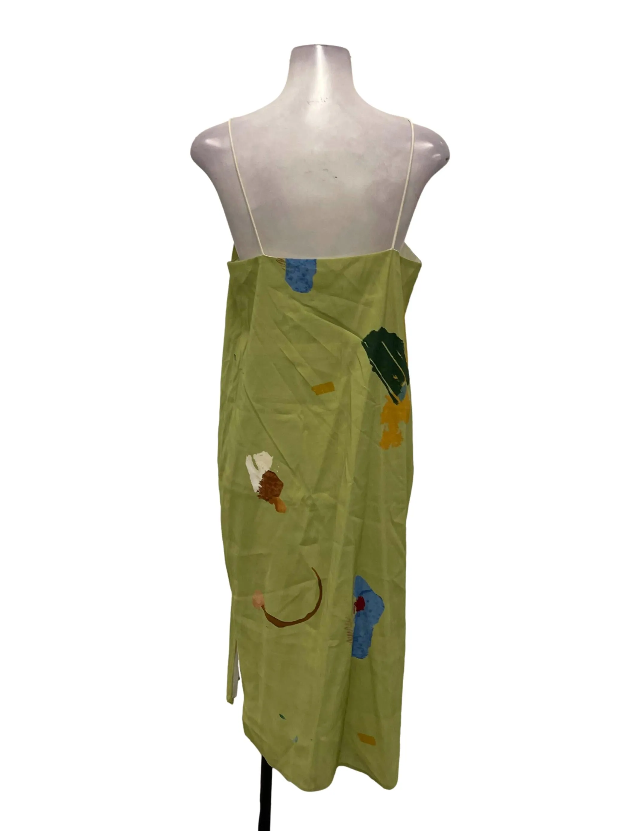 Leaf Green Cami Abstract Midi Dress