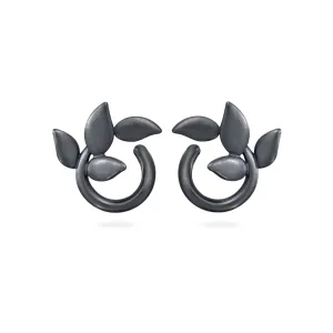 Leaf Oxidized Sterling Silver Earrings
