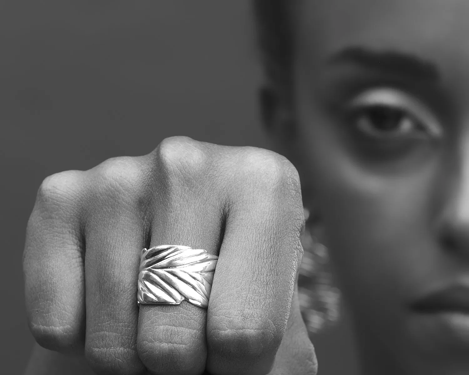 Leaf ring, nature sculptured sterling silver ring