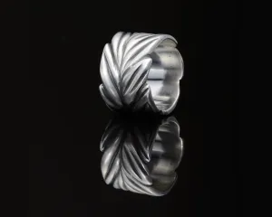 Leaf ring, nature sculptured sterling silver ring