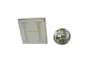 Letter H Etched Monogram Pendant Lapel Pin