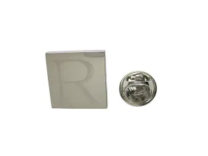 Letter R Etched Monogram Pendant Lapel Pin