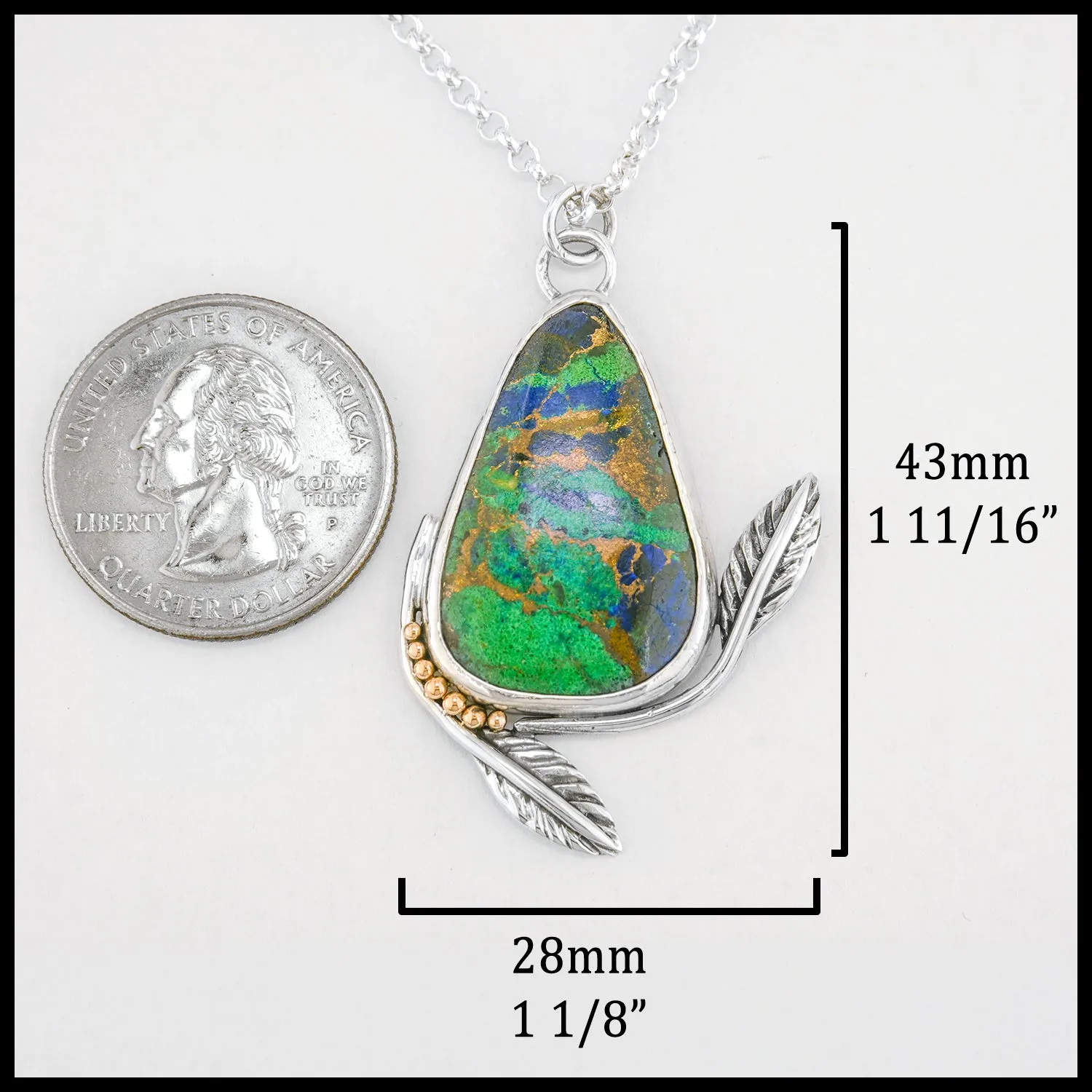 Malachite and Azurite Leaf Pendant