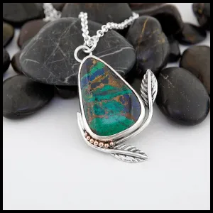 Malachite and Azurite Leaf Pendant