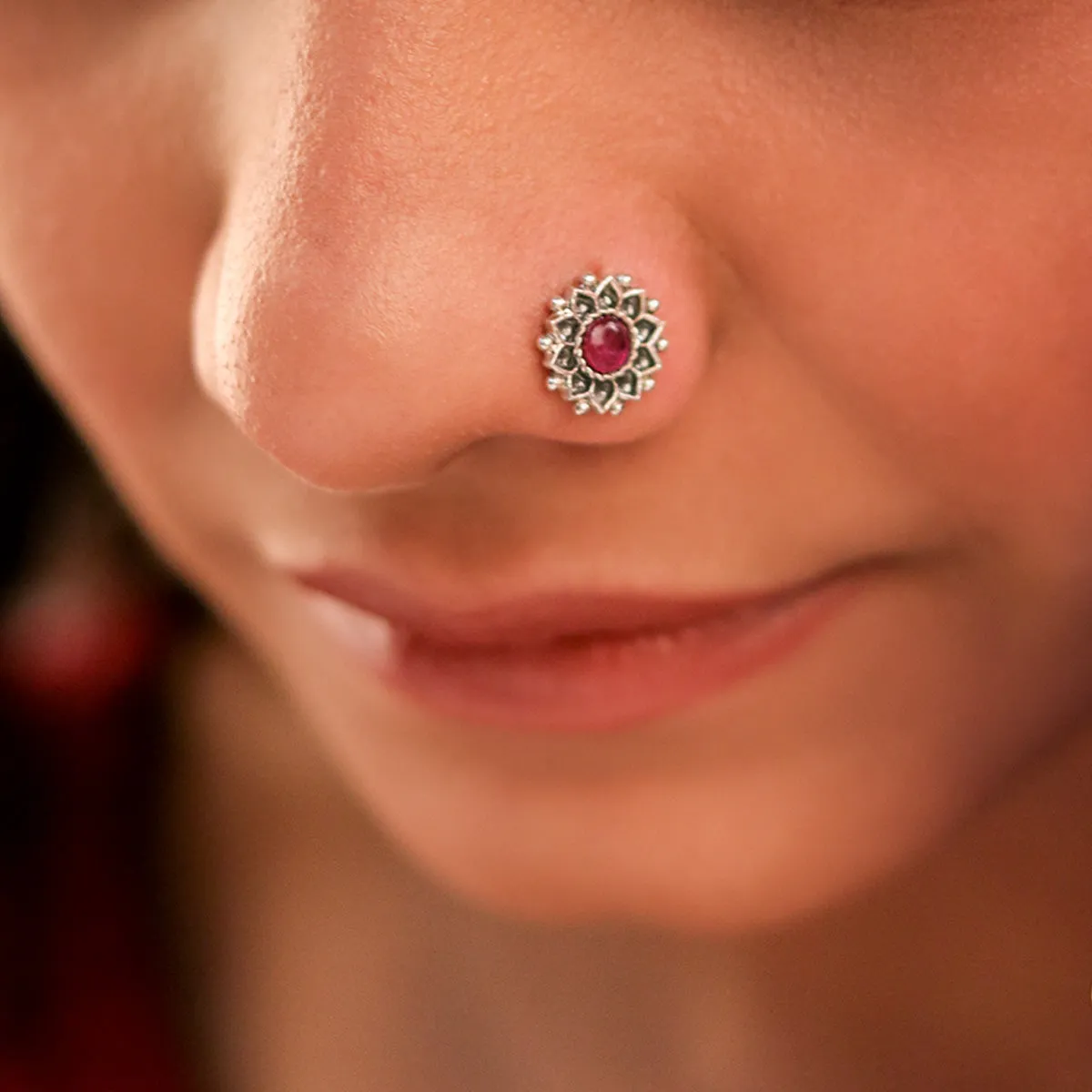 Mallika Silver Nosepin Pierced by Moha