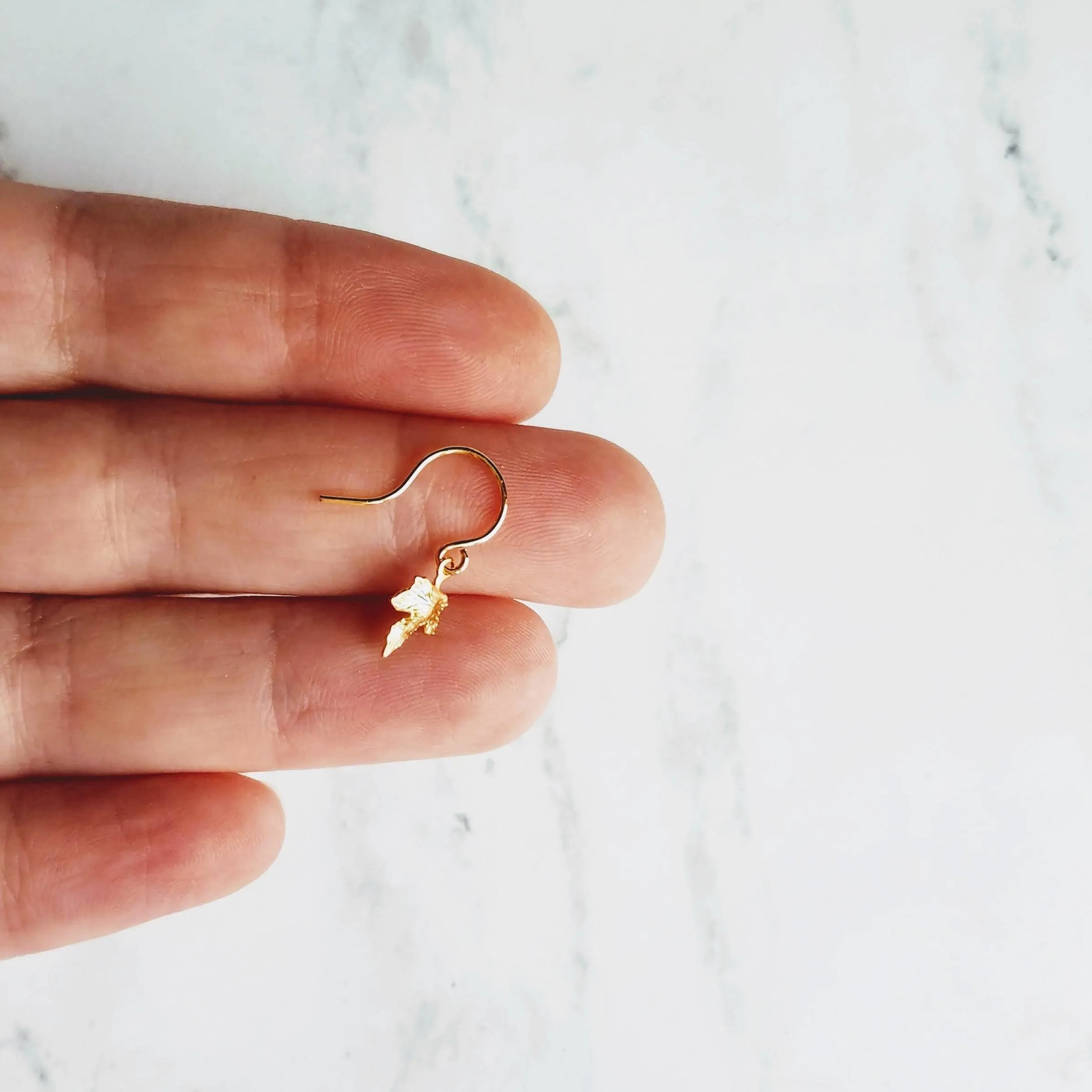 Maple Leaf Earrings, tiny gold leaf earring, fall earring, autumn earring, small gold leaf earring, gold leaf dangle, gold maple leaf