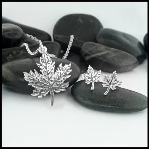 Maple Leaf Pendant and Earring Set