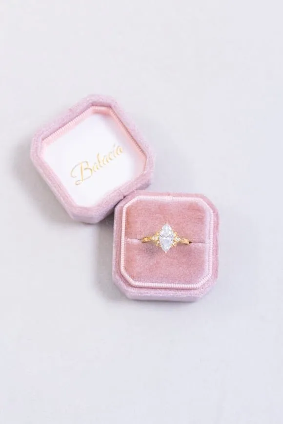 Marquise Moissanite Engagement Ring Leaf Accent Design