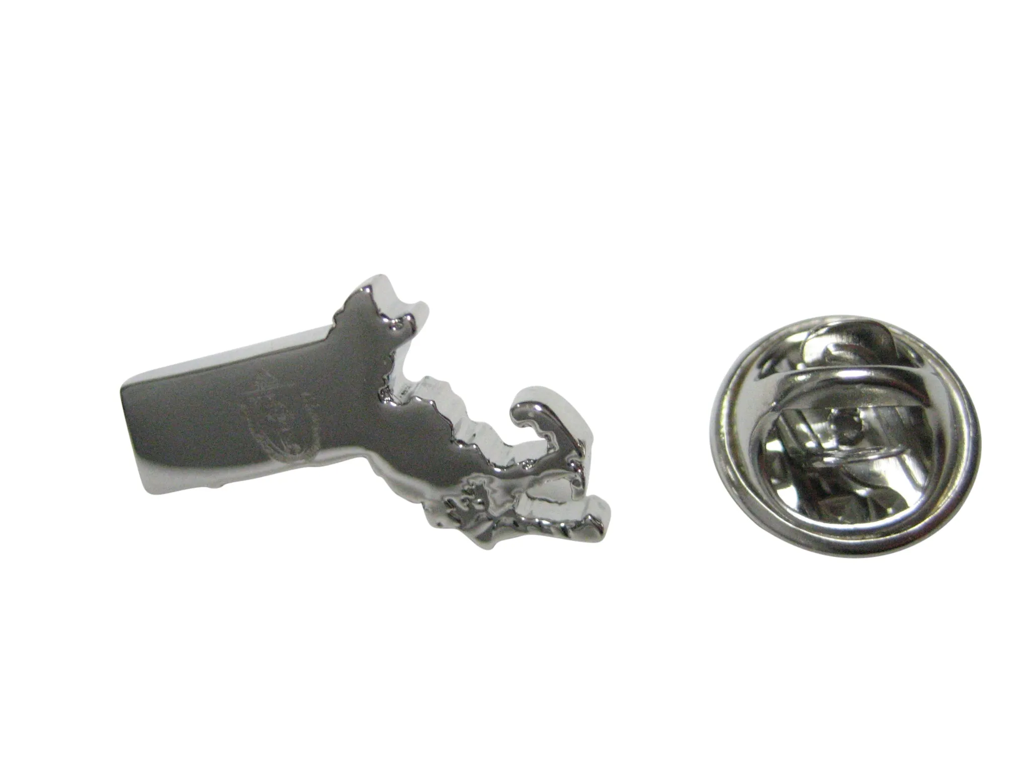 Massachusetts State Map Shape and Flag Design Lapel Pin