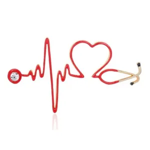 Medical Doctor Brooch Pin Nursing Health Red Black Stethoscope Enamel Rhinestone nurse accessories