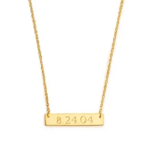 Metal Engraved Bar Necklace (WS)