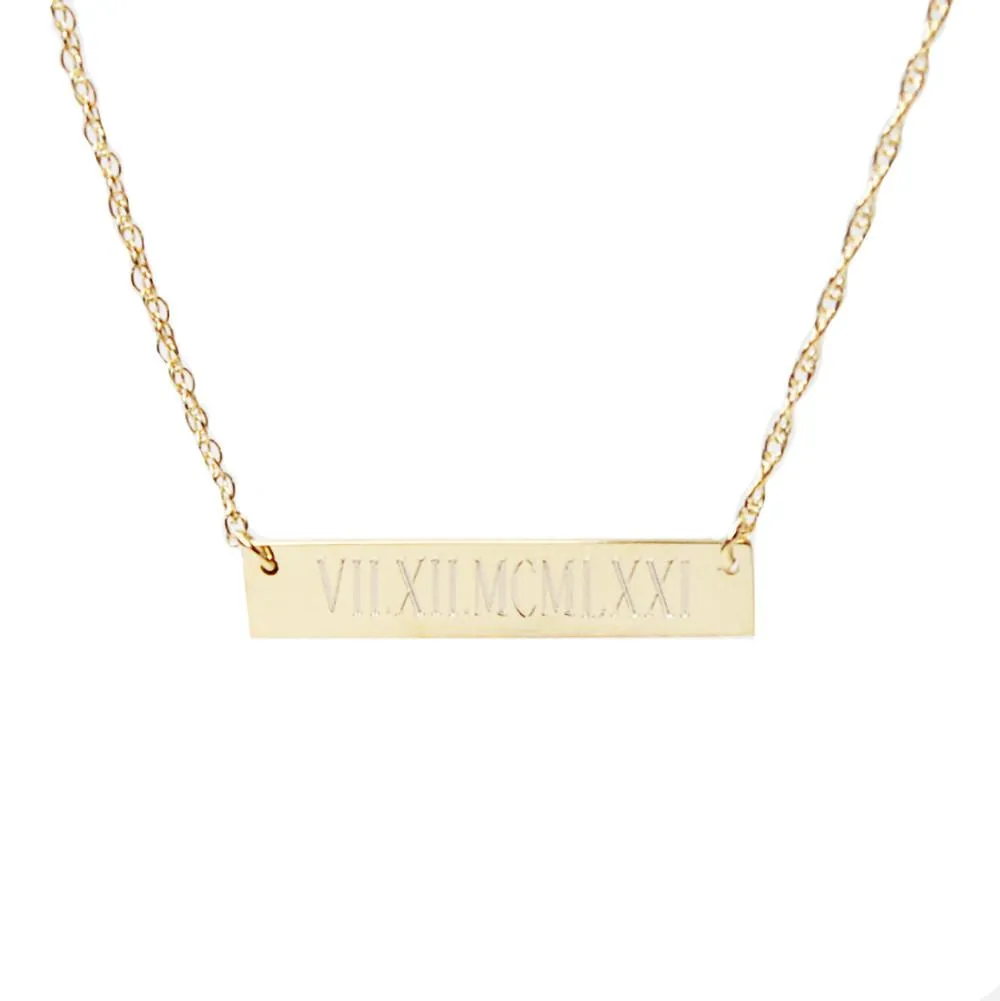 Metal Engraved Bar Necklace (WS)