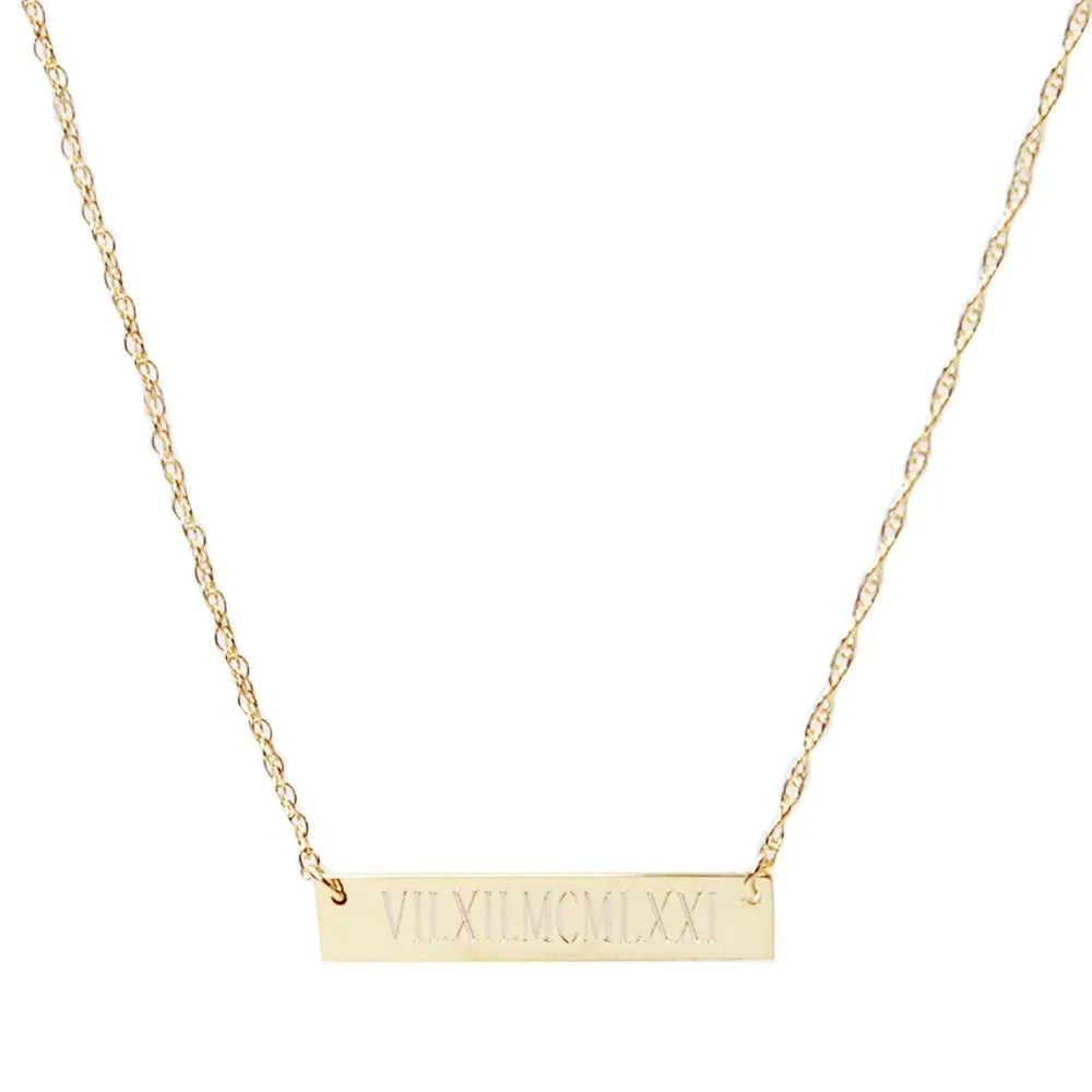 Metal Engraved Bar Necklace (WS)