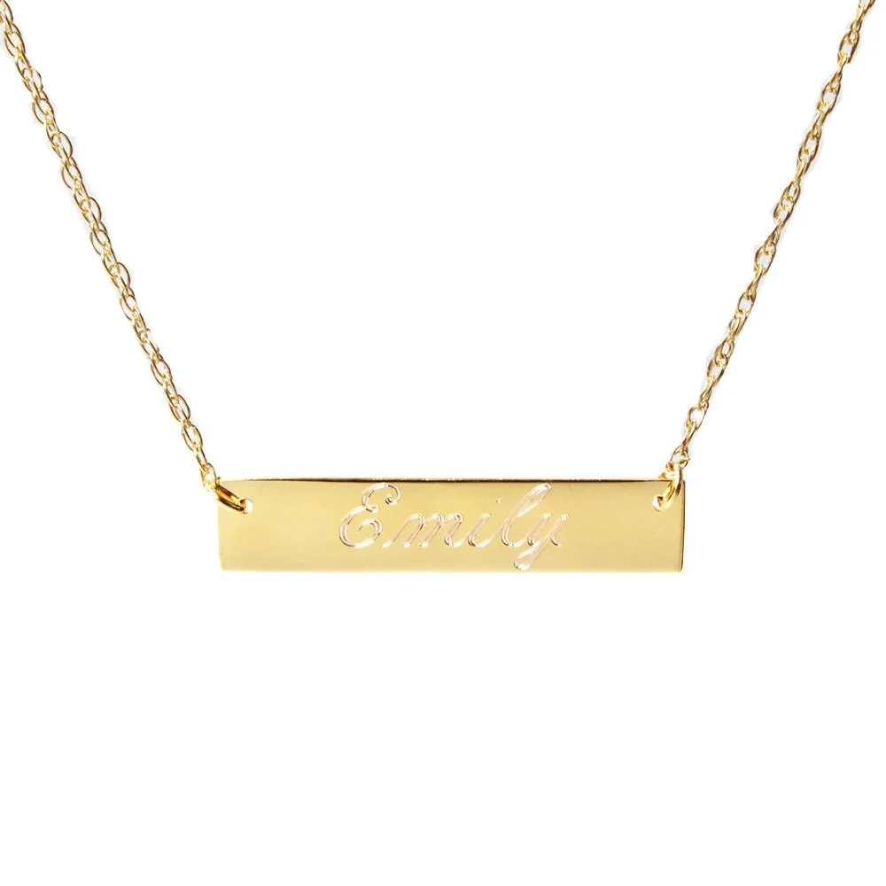 Metal Engraved Bar Necklace (WS)