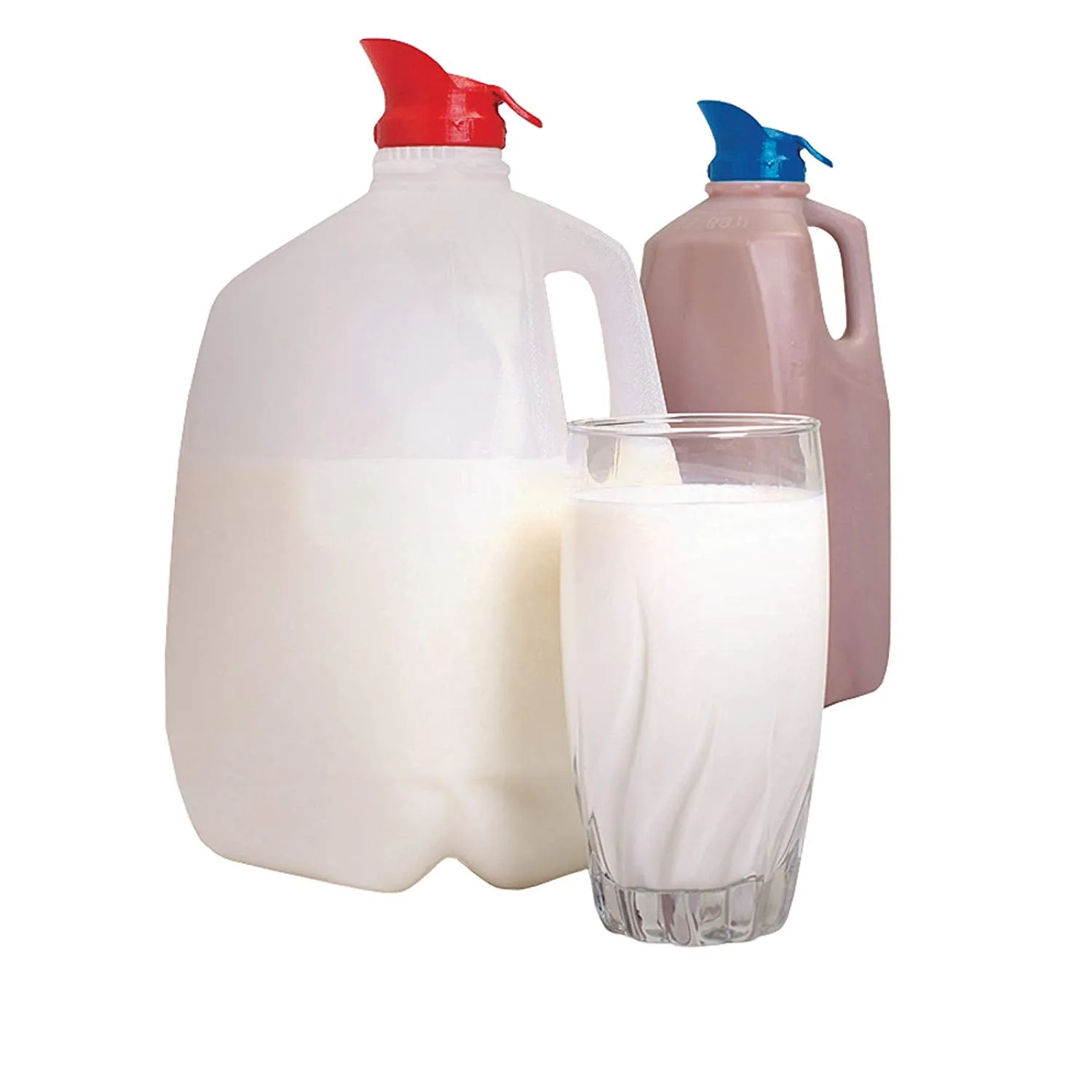 Milk Spout 1 of A Kind Kitchen Gadget - Easy Open Spout, Fast Seal, Amazing Tool For Arthritic Hands, Provides Smooth Clean Pour With Less Spills and Messes (2 pk) 4 Spouts Total