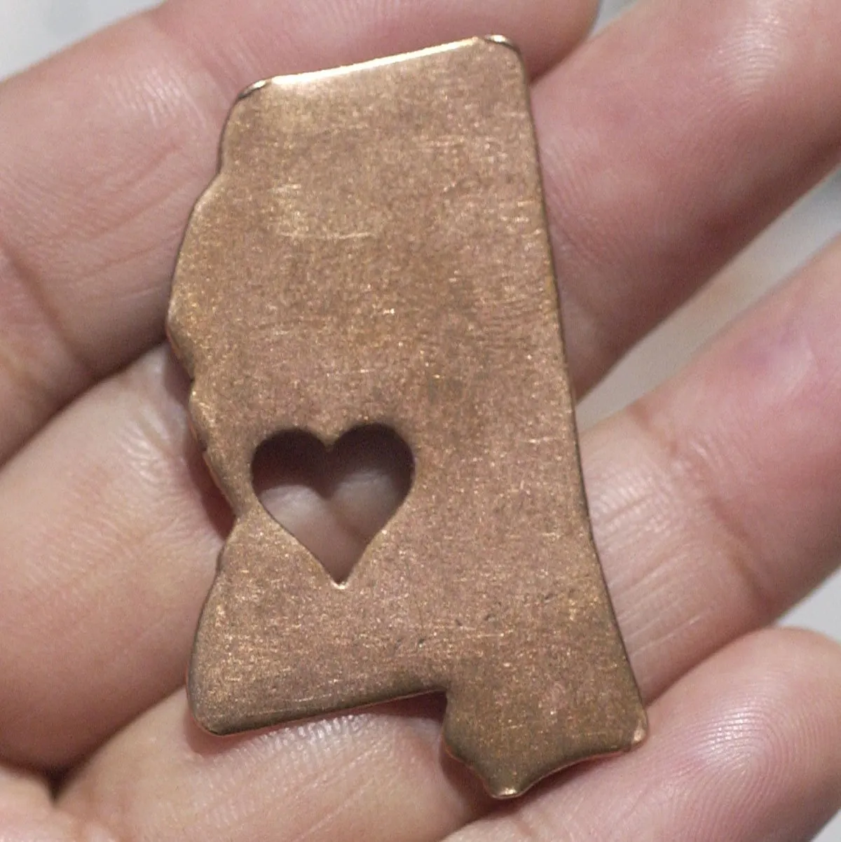 Mississippi State with Heart Perfect Cutout for Enameling Metalworking Stamping Texturing 100% Copper Blank