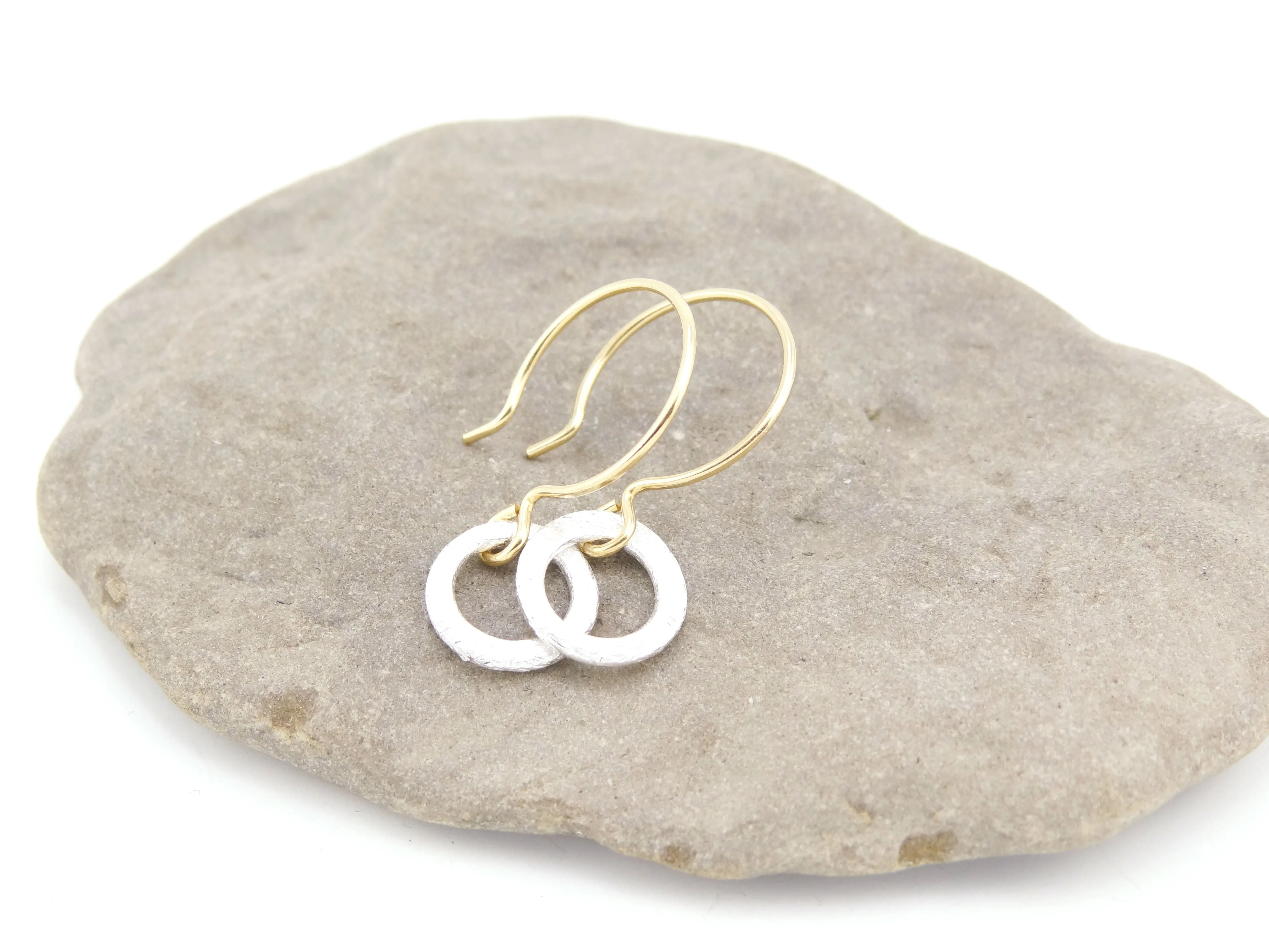 Mixed Metal Mini Silver Ring Earrings
