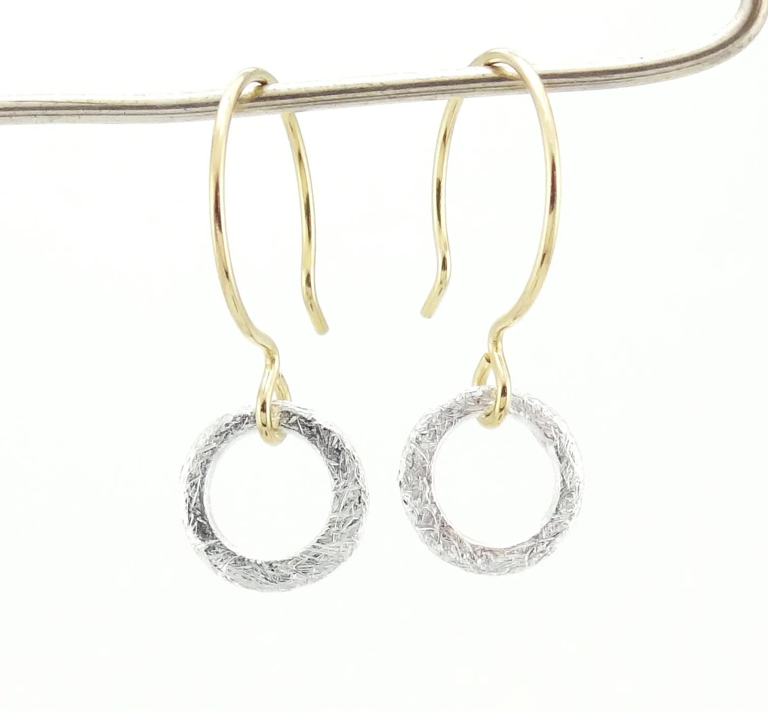 Mixed Metal Mini Silver Ring Earrings